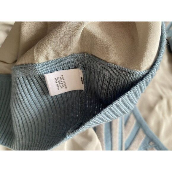 St. John Sweater Top Wool Silk Striped XL Grey Blue Blouse St Pullover - Picture 6 of 10